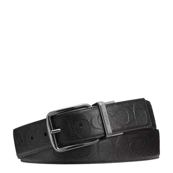Coach Black Signature Leather Reversible Belt Harness Buckle 38mm NEW/NWT!! - Picture 1 of 9